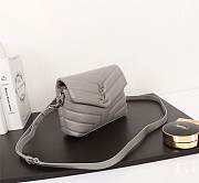 Ysl Mini Loulou In Matelasse Leather Silver-tone Metal Grey 678401 20x14x7cm - 6