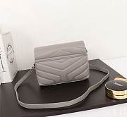 Ysl Mini Loulou In Matelasse Leather Silver-tone Metal Grey 678401 20x14x7cm - 4