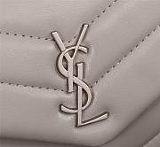 Ysl Mini Loulou In Matelasse Leather Silver-tone Metal Grey 678401 20x14x7cm - 2