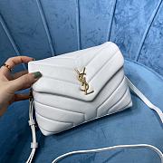 Ysl Mini Loulou In Matelasse Leather Gold-tone Metal White 678401 20x14x7cm - 5