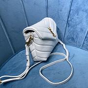 Ysl Mini Loulou In Matelasse Leather Gold-tone Metal White 678401 20x14x7cm - 3