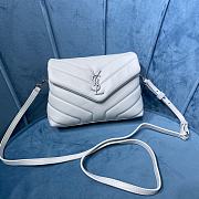 Ysl Mini Loulou In Matelasse Leather Silver-tone Metal White 678401 20x14x7cm - 1