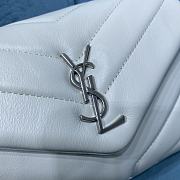 Ysl Mini Loulou In Matelasse Leather Silver-tone Metal White 678401 20x14x7cm - 4