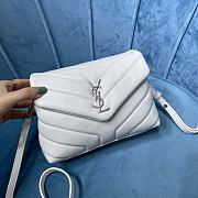 Ysl Mini Loulou In Matelasse Leather Silver-tone Metal White 678401 20x14x7cm - 2