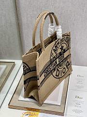 Dior Small Book Tote Jute Canvas Embroidered Beige M1296 36cm - 6