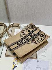 Dior Small Book Tote Jute Canvas Embroidered Beige M1296 36cm - 5