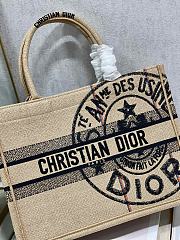 Dior Small Book Tote Jute Canvas Embroidered Beige M1296 36cm - 4