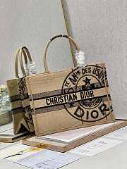 Dior Small Book Tote Jute Canvas Embroidered Beige M1296 36cm - 3