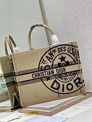 Dior Large Book Tote Jute Canvas Embroidered Beige M1286 41cm - 3