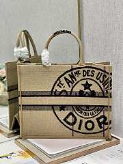 Dior Large Book Tote Jute Canvas Embroidered Beige M1286 41cm - 4