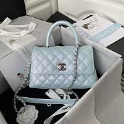 Chanel Mini Coco Handle Bag In Grained Leather Blue A92990 23cm - 1