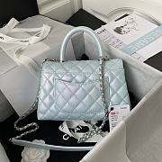 Chanel Mini Coco Handle Bag In Grained Leather Blue A92990 23cm - 5