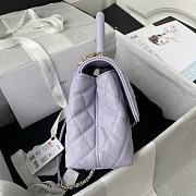 Chanel Mini Coco Handle Bag In Grained Leather Purple A92990 23cm - 2