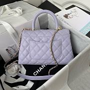 Chanel Mini Coco Handle Bag In Grained Leather Purple A92990 23cm - 4
