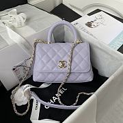 Chanel Extra Mini Coco Handle Bag In Grained Leather Purple AS2215 13×19×9cm - 1