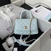 Chanel Extra Mini Coco Handle Bag In Grained Leather Blue AS2215 13×19×9cm - 1