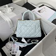 Chanel Extra Mini Coco Handle Bag In Grained Leather Blue AS2215 13×19×9cm - 5