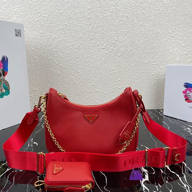 Prada Re-Edition 2005 Saffiano Leather Bag Red 1BH204 18x22x6cm - 1