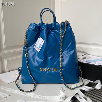 Chanel 22 Backpack Leather Blue AS3133 51x40x9cm