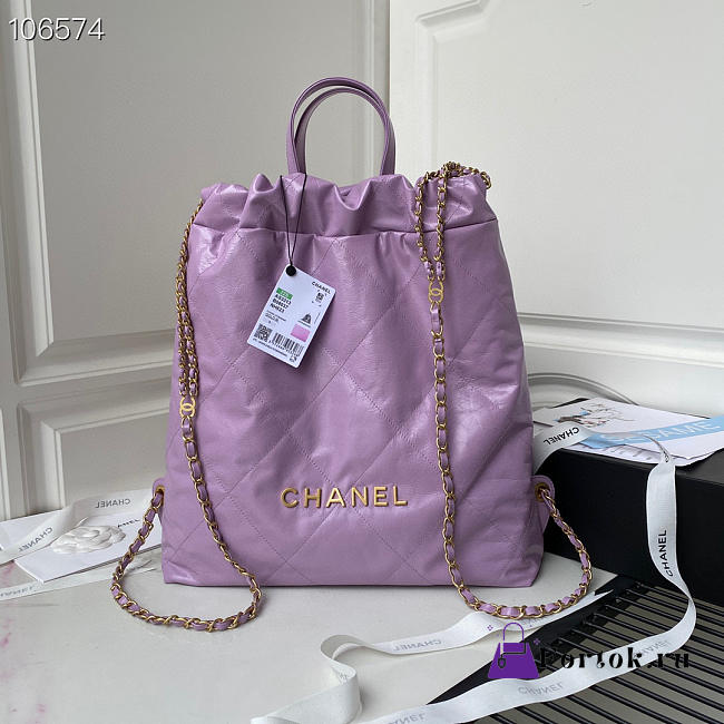 Chanel 22 Backpack Leather Purple AS3133 51x40x9cm - 1