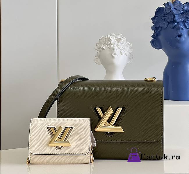 Louis Vuitton Twist MM Epi Leather Kaki Green/White M59884 19x15x9cm - 1
