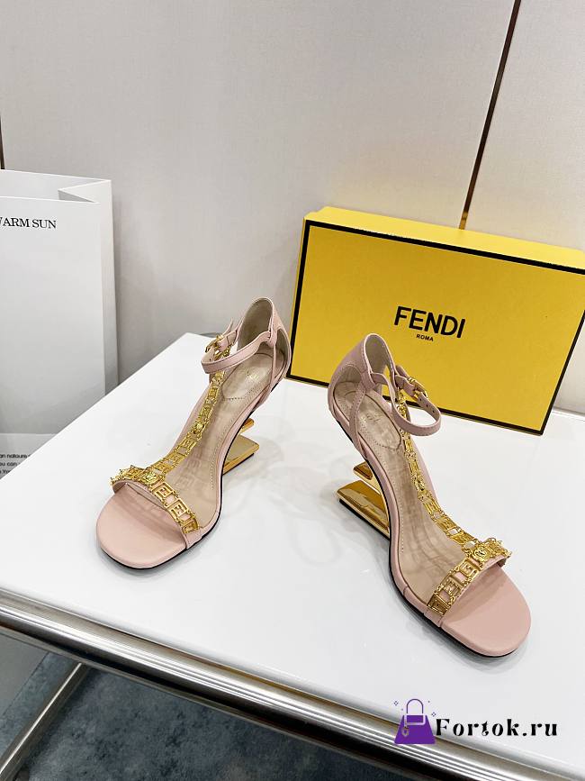 Fendi First Fendace High Heels Nude Pink Leather F0QA1 - 1
