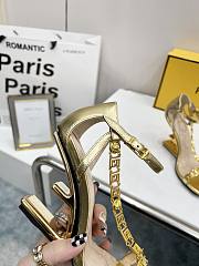 Fendi First Fendace High Heels Gold-tone Leather F0QA1 - 6