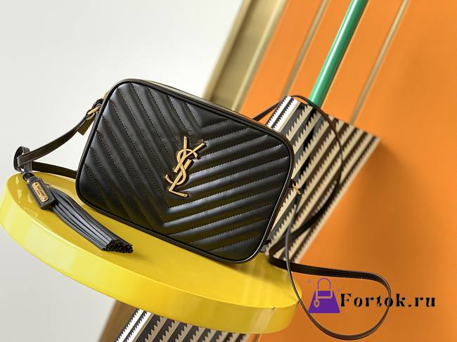 Ysl Lou Camera Bag in Quilted Leather Black 612544 23x16x6cm - 1