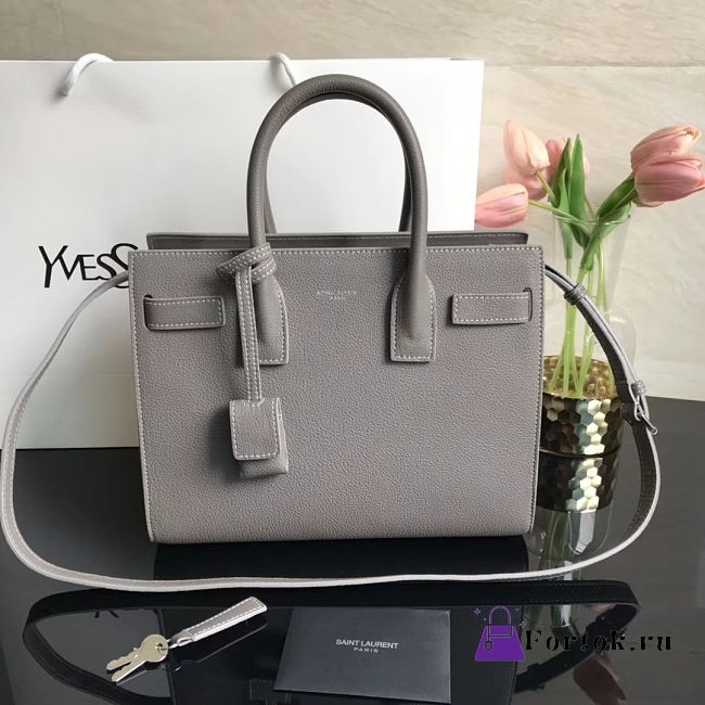 Ysl Baby Classic Sac De Jour In Grained Leather Gray 421863 26x20.5x12.5cm - 1