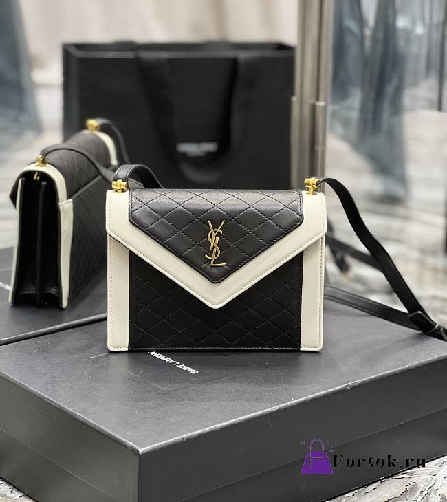 Ysl Mini Gaby Satchel In Leather Black/White 6855741 20×14.5×4.5cm  - 1