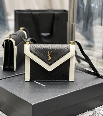 Ysl Mini Gaby Satchel In Leather Black/White 6855741 20×14.5×4.5cm 