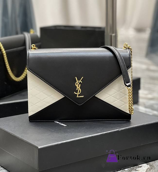 Ysl Gaby Chain Bag In Black/White 6688641 26.5×18×3.5cm - 1