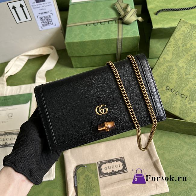 Gucci Mini Diana Bag With Bamboo Black 696817 19x11x5cm - 1