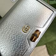 Gucci Mini Diana Bag With Bamboo Silver 696817 19x11x5cm - 2