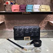 Fendi Large Baguette Leather Bag Black 8BR771 32cm - 1