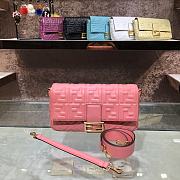 Fendi Large Baguette Leather Bag Pink 8BR771 32cm - 1