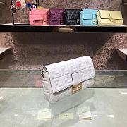 Fendi Large Baguette Leather Bag White 8BR771 32cm - 6