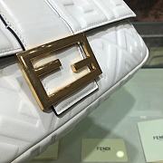 Fendi Large Baguette Leather Bag White 8BR771 32cm - 4