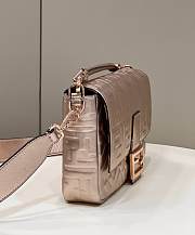 Fendi Large Baguette Leather Bag Shiny Rose Pink 8BR771 32cm - 4