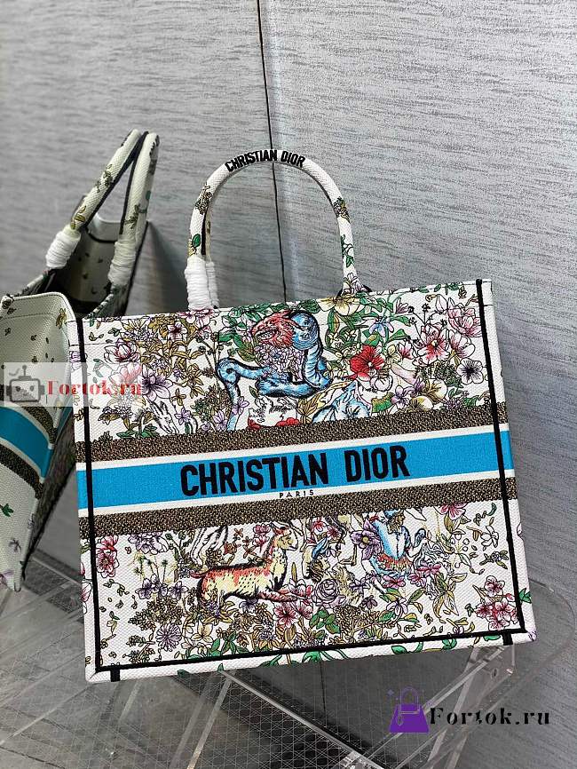 Dior Large Book Tote D-Constellation Embroidery Latte M1286 42×18×35cm - 1