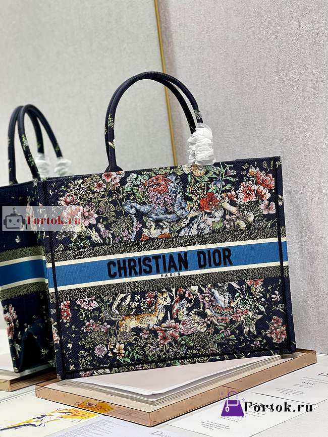 Dior Large Book Tote D-Constellation Embroidery Black M1286 42×18×35cm - 1