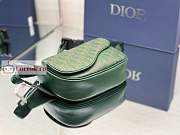 Dior World Tour Saddle Belt Bag Leather Green 19x14x6cm - 5
