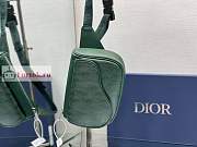 Dior World Tour Saddle Belt Bag Leather Green 19x14x6cm - 4
