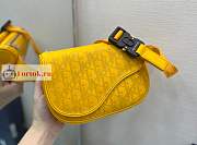 Dior World Tour Saddle Belt Bag Leather Yellow 19x14x6cm - 3