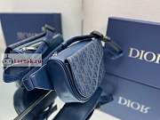 Dior World Tour Saddle Belt Bag Leather Blue 19x14x6cm - 5