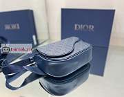 Dior World Tour Saddle Belt Bag Leather Blue 19x14x6cm - 4