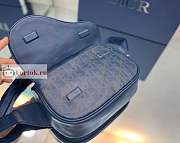 Dior World Tour Saddle Belt Bag Leather Blue 19x14x6cm - 2
