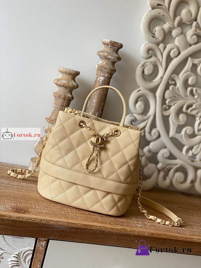 Chanel Rolled Up Bucket Bag In Grained Leather Beige AS8309 20cm - 1