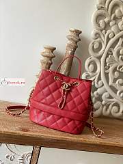 Chanel Rolled Up Bucket Bag In Grained Leather Red AS8309 20cm - 1