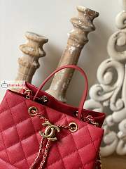 Chanel Rolled Up Bucket Bag In Grained Leather Red AS8309 20cm - 5